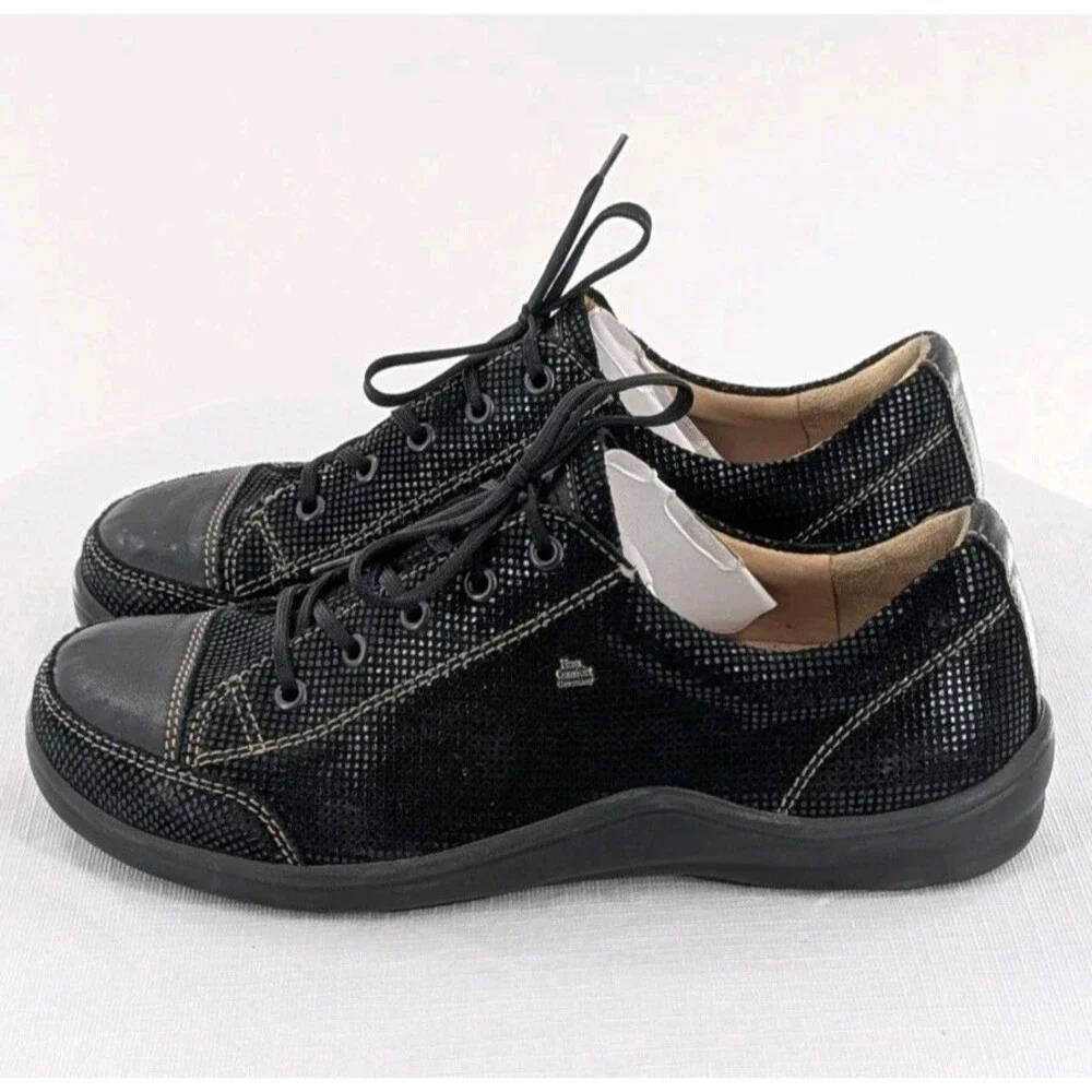 Finn Comfort Soho Sneakers Womens 39 US 8 Black Minipoint Nappa Leather Shoe